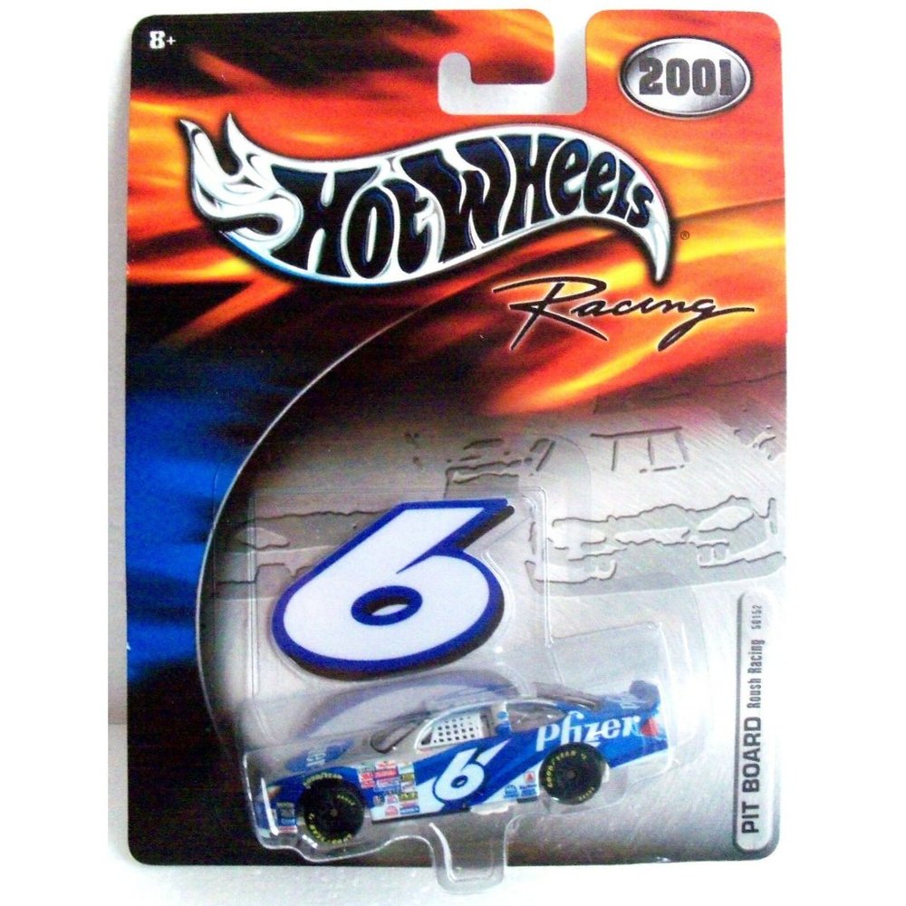 2001 Hot Wheels Racing (Nascar) Pit Board Roush Racing #6 Mark Martin Car NOS